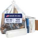 Plasticplace 20-30 Gallon Trash Bags 1.5 Mil Clear Heavy Duty Garbage Can Liners 100 Count (Pack of 1)