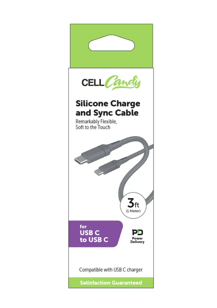 CELL Candy SiliconeCharge and Sync Cable 3 ft
