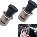 Pack-2 Pop-up Car Cigarette Lighter Socket - 12V Waterproof Metal Single Head Vehicle Universal 0.82" x 1.81" Extreme Speed Hot Spot (Black & Silver)