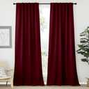 NICETOWN Bedroom Blackout Curtain Panels - (Wine Red Color) 52 x 120 inch, 2 PCs, Insulating Energy Saving Solid Rod Pocket Blackout Drapes for Hall, Villa