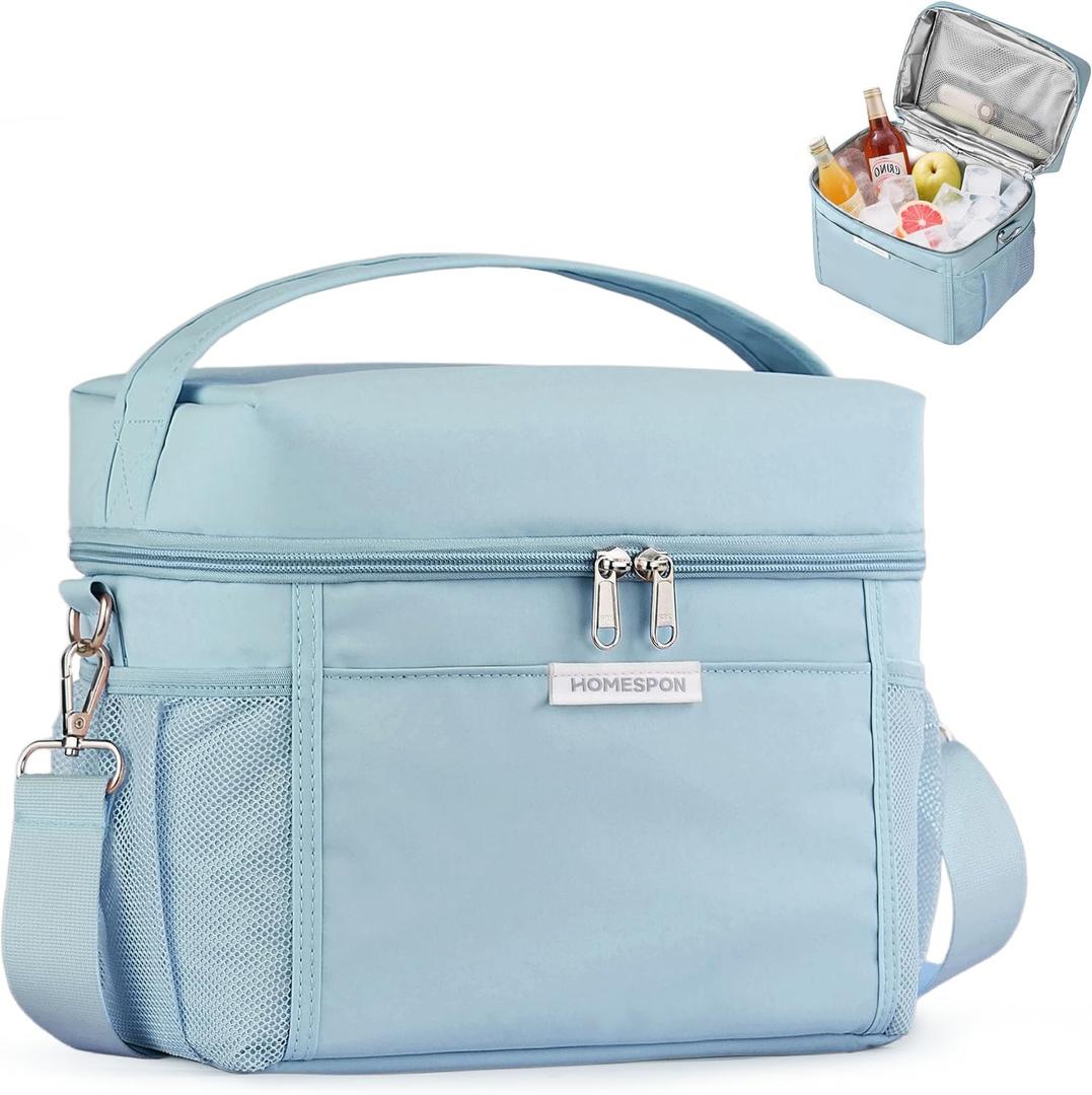 HOMESPON Lunch Box for Women Men - Insulated Lunch Bag Waterproof Lightweight Cooler Bag for Work, Picnic, Travel (Medium, Blue)