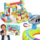 3D Infinity Cube Track Magnetic Electric Train Set for Kids 4 6 7 8,Toy Vehicle Playsets for Toddlers 3-5 Train Set Learning Gift,141 Pcs/2 car