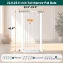 Fairy Baby 40.5" Extra Tall Pet Gate 22.5"-25.5" Narrow Opening No Drill | Auto Close Pressure Mounted Baby Gate, Metal Safety Child Gate for Stairs Doorways Walk Thru, Puppy Dog Gates Indoor, White