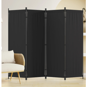 GOJOOASIS Modern 4 Panel Room Divider Folding Privacy Screen For Home Office Dorm Decor,Black