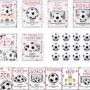 24 Pcs Valentine's Day Sports Party Favors Valentine's Day Cards with Football Mini Squeeze Foam Soccer Valentine Greeting Cards for Sports Party Favors Classroom Exchange Prize