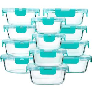 24-Piece Glass Food Storage Containers with Locking Lids,Glass Meal Prep Containers Set - Airtight Lunch Containers, Microwave, Oven, Freezer and Dishwasher,Green