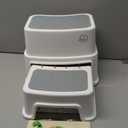 Toddler Step Stool,2 Step Stools for Kids with Anti-Slip Surface and Rubber Bottom, Kids Step Stool Poop Stool for Toilet Potty Training, Bathroom, Kitchen(Include 1 Dino) (Gray)