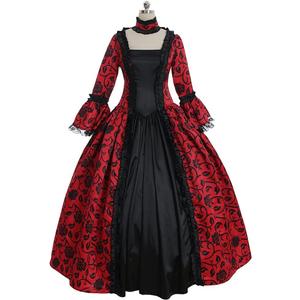 1791's Lady Women's Victorian Rococo Dress Inspiration Maiden Costume (XX-Large, Red)