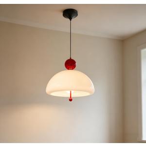 Large Milk White Pendant Light 15.7" Glass Hanging Ceiling Light Fixture Mid Century Globe Hanging Light Shade 3-Light Base for Kitchen Island Dining Room Bedroom, Adjustable Cord Chandelier
