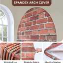 Chiara 7.2FT Red Brick Arch Backdrop Spandex, Wrinkle Free Fitted Arch Background Cover for Farmhouse Style Vintage 2-Sided Round Top Wedding Photography Birthday Baby Shower