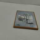 Vintage Romantic Swan Couple Framed Wall Art 12x16 Canvas Print, Two White Swans on Serene Lake with Water Lilies, Rustic Animal Bird Nature Painting Bedroom Hallway Wedding Decor (16L" x 12W")