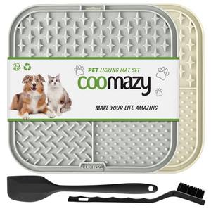 Coomazy Lick Mat for Dog and Cat, Slow Feeder & Non-Slip Design, Boredom and Anxiety Reducer, Suitable for Food, Treats, Yogurt, Peanut Butter and Liver Paste, Non-Toxic, 2-Packs