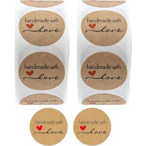 1000PCS Homemade with Love Stickers,1 Inch Small Round Kraft Baking Stickers Label Sticker for Baked Goods Packaging Jam, Jelly Jar Canning Bottles,Cookie Bags with Lines (Brown1)
