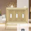 Monarch Abode Toggle Light Switch Cover Plate 3-Gang Brushed Gold Outlet Covers, Architectural Decorative Outlet Cover Wall Plates, Light Switch Plate Covers for Electrical Outlets, Pack of 1
