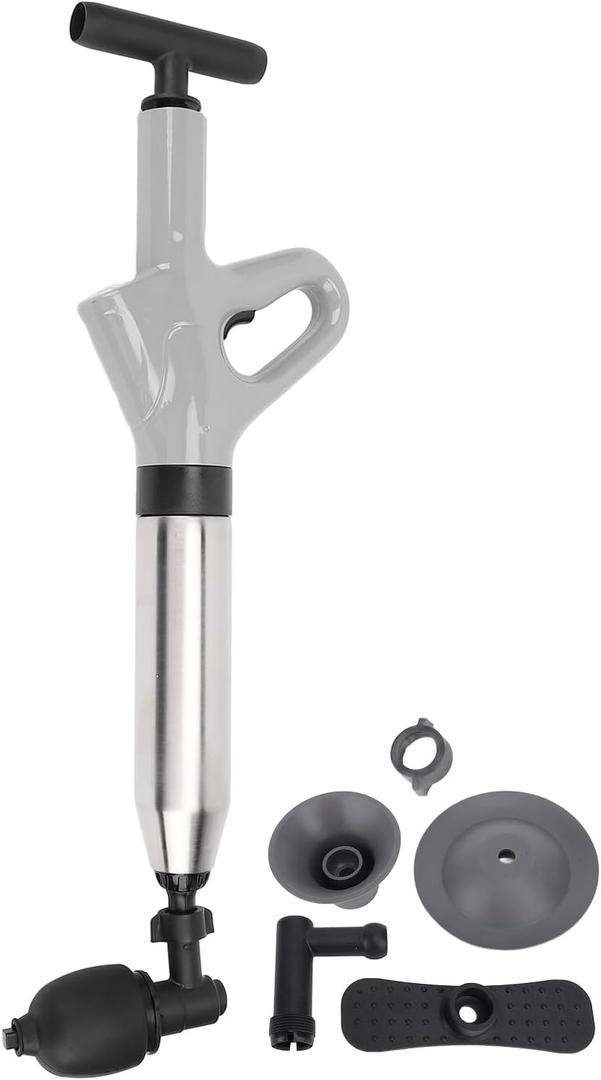 Toilet Plunger, Drain Clog Remover Tool High Pressure Air Drain with Visual Barometer, Drain Gun for Toilets, Sink, Clogged Pipe, Bathroom, Kitchen (Grey) (Gray)