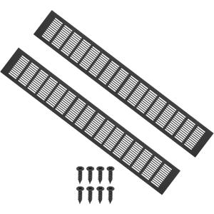 PATIKIL 23.6 x 4 Inch Door Air Vent Cover, 2pcs Aluminum Grille Ventilation Cover Louvered with Mounting Screws for Cabinet Wardrobe Door, Black