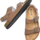 Torotto Womens Sandals with Cork Footbed Open Toe Adjustable Webbing Athletic Slides Sandals for Walking | Beach | Indoor Outdoor (Brown)