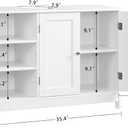 TEENFON 35.4" Pedestal Sink Storage Cabinet with 2 Doors and Adjustable Shelves, Bathroom Sink Cabinet, Under Sink Storage with U-Shape Cut-Out, White, 35.4"W x 12"D x 23.6"H
