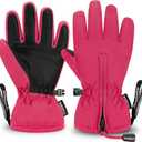 Andake Waterproof &Breathable Kids Snow Gloves 2-10Y Toddler Winter Warm Ski Gloves Kids Mittens for Boys Girls (Pink, YS(Fits 9-12Y)