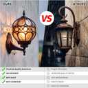 2 Pack Dusk to Dawn Globe Outdoor Wall Lights, Black Round Porch Light for Patio Garage Doorway, Anti-Rust Aluminum Waterproof Exterior Sensor Lighting Fixtures, Wall Sconce Lantern with Amber Glass, 13.1"H-2 Pack