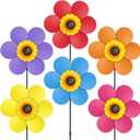 6PCS Sunflower Wind Spinners with Stakes 14" W x 29" H Wind Spinners Lawn Pinwheel Rainbow Windmill Outdoor Pinwheels for Yard DecorationMulticolor