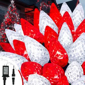 Upgraded 250 LED C6 Connectable Christmas String Lights Red and White, 82FT Waterproof Christmas Twinkle Light Outdoor, Plug in Fairy Lights Indoor with 13 Modes & Timer for Christmas Tree Decorations