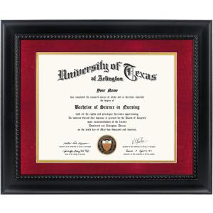 GMFrames 8.5x11 Diploma Degree Frame with Red Mat or Display 11x14 Certificates without Mat,Solid Wood,Black Finish with Intricate Black Rope Detail,UV Protection Acrylic, Black / Red Gold Mat