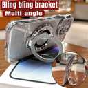 Bling Glitter Phone Case Compatible with iPhone 12, Kickstand Camera Lens Protector Soft Cover Sparkling Rhinestone Case (Blue)