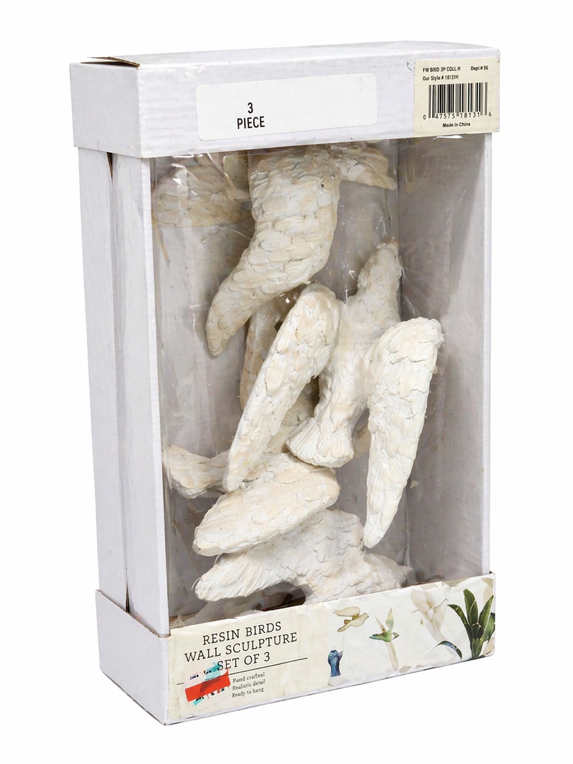 Resin Birds Wall Sculpture Set of 3