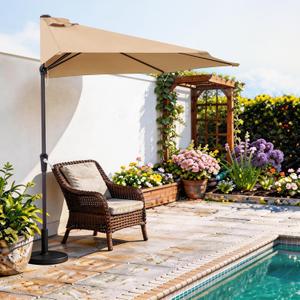 ABCCANOPY Patio Umbrella 11FT Outdoor Half Umbrella(Tan)