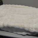 COOVA Faux Fur Throw Blanket for Couch, Cozy Soft and Fuzzy Plush Rabbit Fur Bubble Blanket for Sofa Bedroom Living Room, 50x60 Inches Ivory White