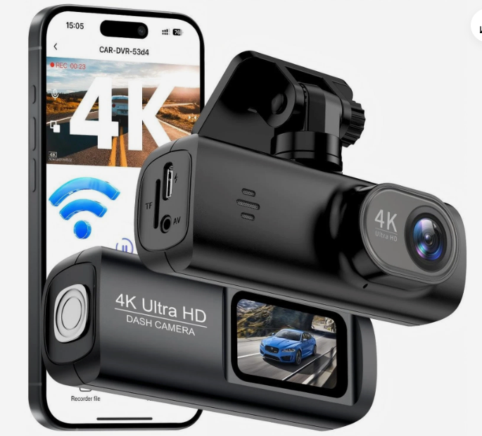 Dash Cam 4K Front, Ultra HD Dash Camera for Cars, 1.47''IPS Screen Mini Car Camera with APP Control, Built-in Wi-Fi & G-Sensor, 24H Parking Mode, Night Vision, WDR, Loop Recording, Support 256GB Max