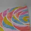 Kids Round Rainbow Lollipops Play Mat, 5.2Ft, Multicolor, Modern, Cartoon, Washable, Lightweight, Bedroom, Living Room, Nursery Room, Playroom