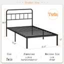 Kujielan 12 inches Twin Size Bed Frame with Minimalist headboard,Metal Platform Base with Strong Metal Slats,Mattress Foundation for Under Bed Storage,Easy Assembly,Black
