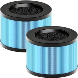 MK01 & MK06 Filter Replacement Compatible with Aroeve MK01, MK06, ToLife TZ-K1 and Kloudi DH-JH01 Air Purifier, Standard Version, Blue, 2 Pack