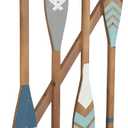 Deco 79 Wood Paddle Home Wall Decor Novelty Canoe Oar Wall Sculpture with Arrow and Stripe Patterns, Wall Art 21" x 2" x 36", Brown