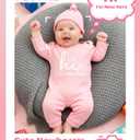 Newborn Unisex Baby Clothes 0-3 Months,Long Sleeve Onesie Infant Coming Home Outfits Romper with Mittens & Hat