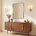 ANDY STAR 24x30 Gold Bathroom Mirror, Brushed Brass Mirror, Rounded Rectangle Mirrors for Bathroom Sink, Rustproof Tube Metal Framed, 1 Deep Wall Mounted Vertical/Horizontal