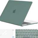 EooCoo Hard Case Compatible with MacBook Air 13.3 inch M1 Chip 2021-2018 with Retina Display, Air 13.3 inch Plastic Protective Case, Transparant Keyboard Cover + Screen Protector, Matte Midnight Green