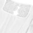 Remidoo Women's Sexy Self Tie Backless Tops Scallop Trim Lace Shirt Square Neck Crop Top (White, S)
