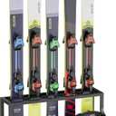 Ski Storage Rack for Garage  Freestanding Ski Holder for 5 Pair Skis, Helmet, Goggles, gloves, Indoor Snowboard Rack Organizer Stand for Home, Shed, Basement, Black