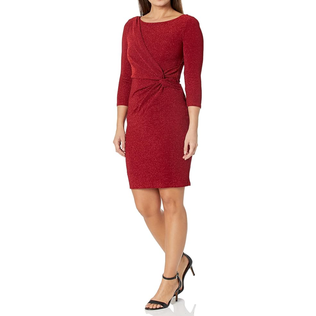 Jessica Howard Womens Mini Knit Lined Casual Long Sleeve Daytime Dress 24 W