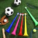 4 Pcs Stadium Horn for Adult, 21 Inch Vuvuzela Plastic Collapsible Cheering Trumpets for Sporting Events Football Carnival Party, Yellow