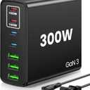 USB C Fast Charger Block 300W: 7 Port USB Charging Station Hub Brick - Dual PPS PD 100W Laptop Wall Charger Power Adapter for MacBook Pro DELL HP Surface iPad iPhone Samsung Galaxy Android