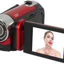 1080PDigital Camera, 16MP Camcorder with 2.4 Inch Rotatable Screen, 16X Zoom HD Video Recorder with Fill Light, Video Camera Built in Battery (Red)