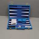 Froggod Travel Backgammon Sets for Adults  15 Inch Premium Backgammon Set  PU Leather Case with Seamless Flocked Game Surface  Classic Board Games for 2 Player and Gift for Men(Light Blue)