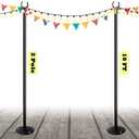 Sprimden 10ft String Light Poles for Outdoors, Outside Light Poles for Hard Ground Surface, Backyard, Patio, Outdoor Lighting, Matte Black, 2 Pack