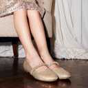 DREAM PAIRS Girls Dress Shoes Mary Jane Flats (Beige), US 5