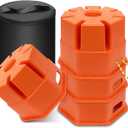 HOXWELL 4PCS 8''H RV Trailer Jack Block with Bag, RV Stabilizer Blocks for Any Tongue Jack, Post, Foot, Round Square or Scissor Stabilizer, Stackable & Portable, Orange