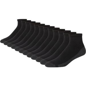 Hanes Men's Max Cushioned Ankle Socks (Multipacks) (Black, M)